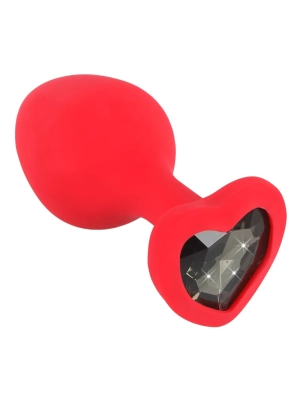Análne dildo s čiernym kamienkom v tvare srdca You2Toys Plug Medium červené stredné