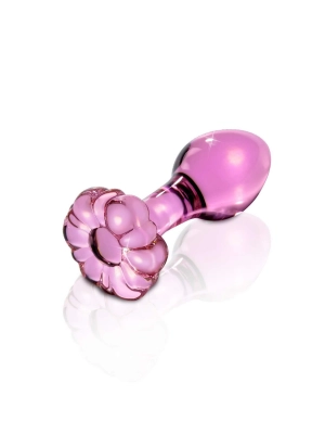 Icicles - kvietkovaný sklenený análny kolík (pink)
