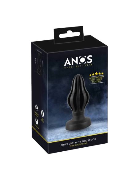  rebrované análne dildo - 5 cm (čierne)