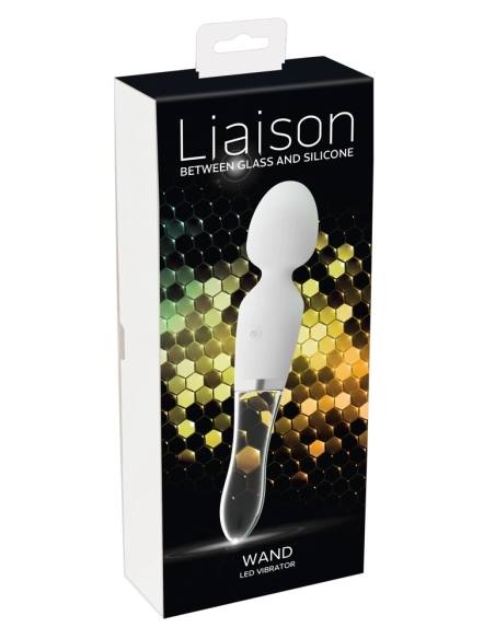 Liaison Wand - dobíjací LED vibrátor zo silikónového skla (priesvitný - biely)