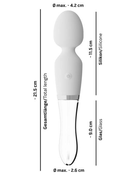 Liaison Wand - dobíjací LED vibrátor zo silikónového skla (priesvitný - biely)