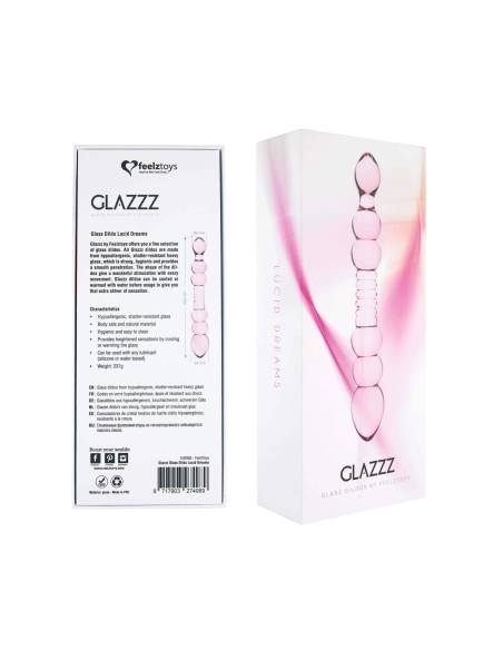 / FEELZTOYS GLAZZZ Lucid Dreams - sklenené dildo s korálkami (ružové)