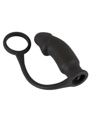 Análny vibrátor s krúžkom na penis Black Velvet čierny