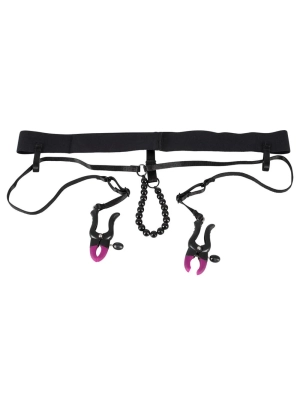 Nohavičky s klipsami na klitoris Bad Kitty fialovo čierne