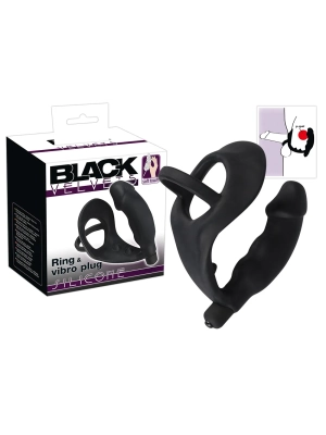 Krúžok na penis s análnym vibrátorom You2Toys Black Velvets Ring& Vibro Plug