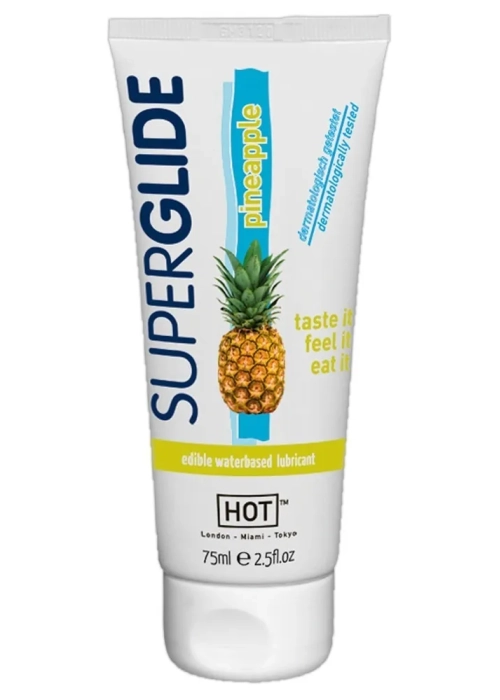 Ochutený ananásový lubrikačný gel HOT Superglide Pineapple Edible Lubricant 75ml